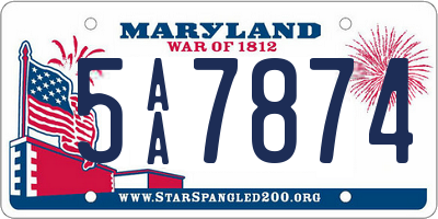 MD license plate 5AA7874