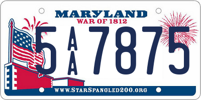 MD license plate 5AA7875
