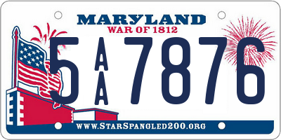 MD license plate 5AA7876