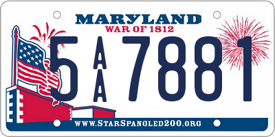 MD license plate 5AA7881