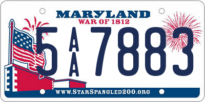 MD license plate 5AA7883