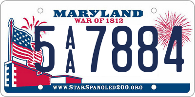 MD license plate 5AA7884