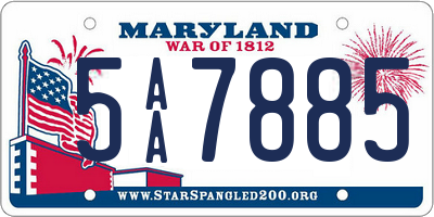 MD license plate 5AA7885