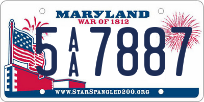 MD license plate 5AA7887