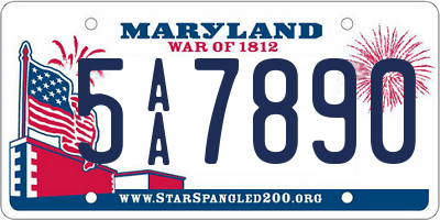 MD license plate 5AA7890