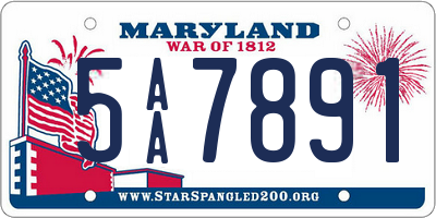 MD license plate 5AA7891