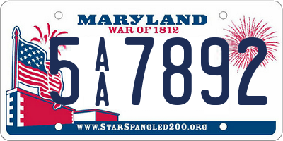 MD license plate 5AA7892