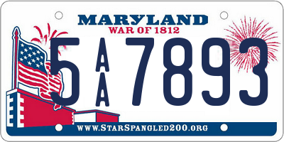 MD license plate 5AA7893