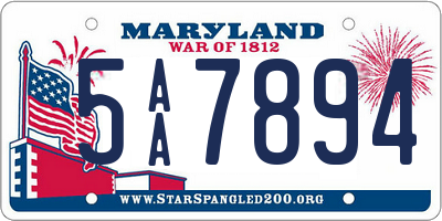 MD license plate 5AA7894