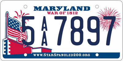 MD license plate 5AA7897