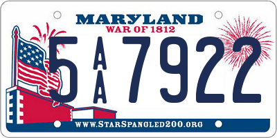 MD license plate 5AA7922