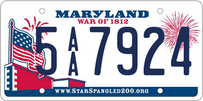 MD license plate 5AA7924