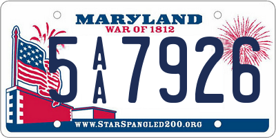 MD license plate 5AA7926