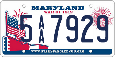 MD license plate 5AA7929