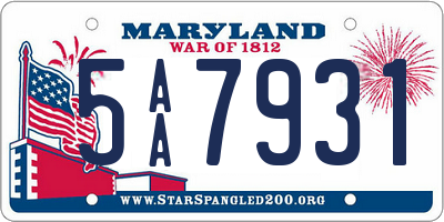 MD license plate 5AA7931