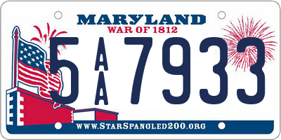 MD license plate 5AA7933