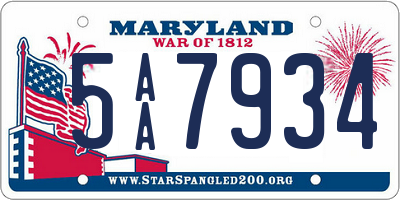 MD license plate 5AA7934