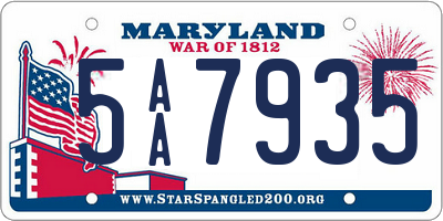 MD license plate 5AA7935