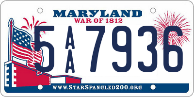 MD license plate 5AA7936