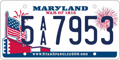 MD license plate 5AA7953