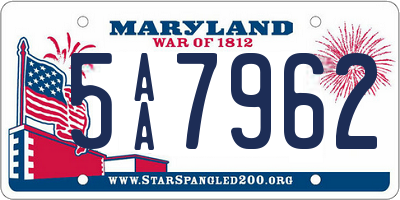 MD license plate 5AA7962