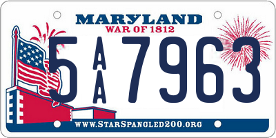 MD license plate 5AA7963