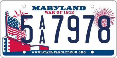 MD license plate 5AA7978