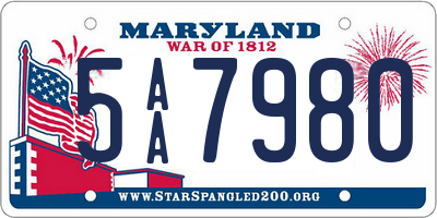 MD license plate 5AA7980