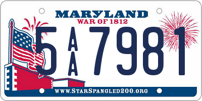 MD license plate 5AA7981