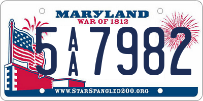 MD license plate 5AA7982