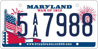 MD license plate 5AA7988