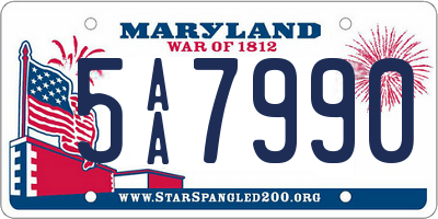 MD license plate 5AA7990