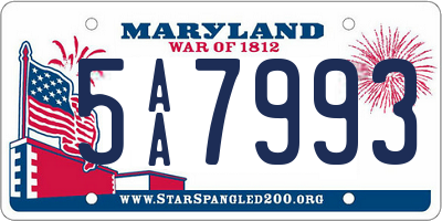 MD license plate 5AA7993