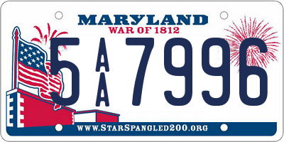 MD license plate 5AA7996