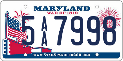 MD license plate 5AA7998