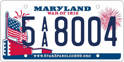 MD license plate 5AA8004