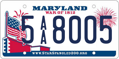 MD license plate 5AA8005