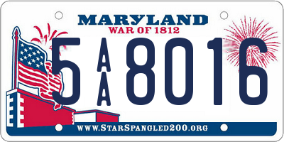 MD license plate 5AA8016