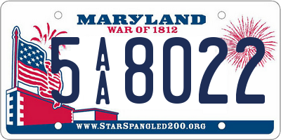 MD license plate 5AA8022