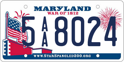 MD license plate 5AA8024