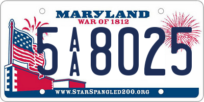 MD license plate 5AA8025