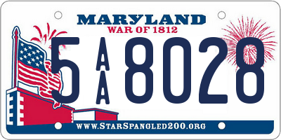 MD license plate 5AA8028