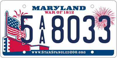 MD license plate 5AA8033