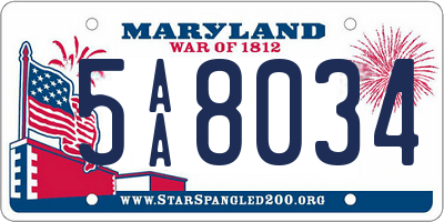 MD license plate 5AA8034