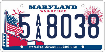 MD license plate 5AA8038