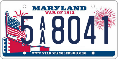 MD license plate 5AA8041