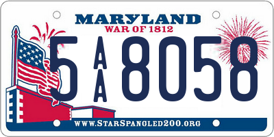 MD license plate 5AA8058