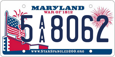 MD license plate 5AA8062