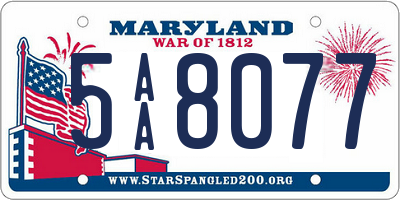 MD license plate 5AA8077