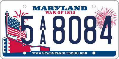 MD license plate 5AA8084